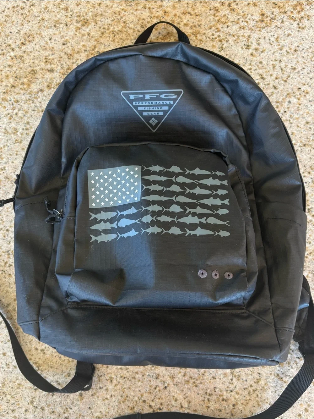 Columbia PFG men’s backpack - Dark Gray and black with Light Gray Prin